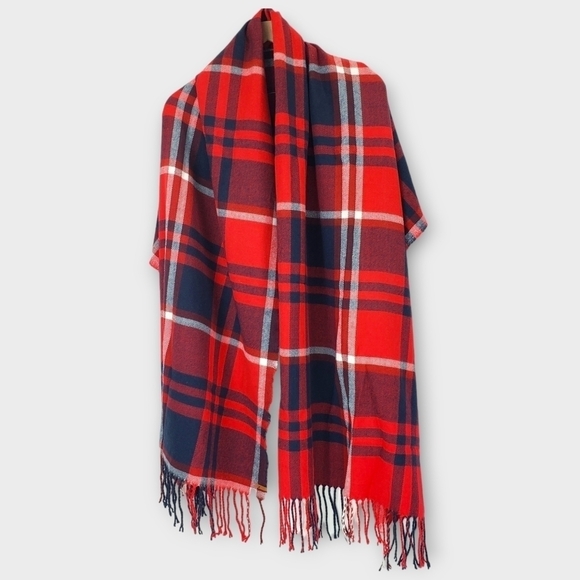 Eddie Bauer Accessories - Eddie Bauer Plaid Blanket Scarf Red and Blue